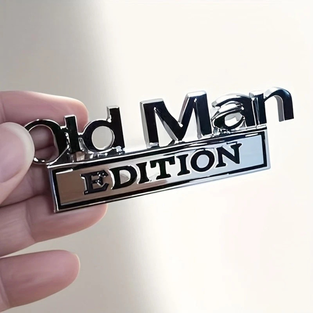 2pcs Old Man Edition Car Emblem 3D Metal Sticker Badge–New Funny Edition Decal