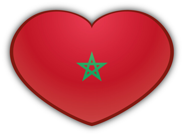 Morocco Glossy Heart Flag Car Bumper Sticker Decal
