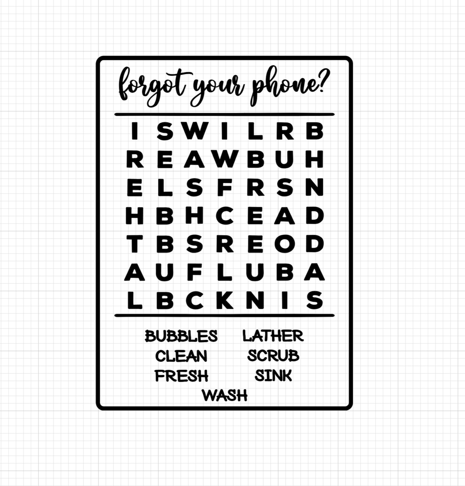 Funny Bathroom Word Search Humor Toilet Puzzle Door Wall Vinyl Decal Sticker