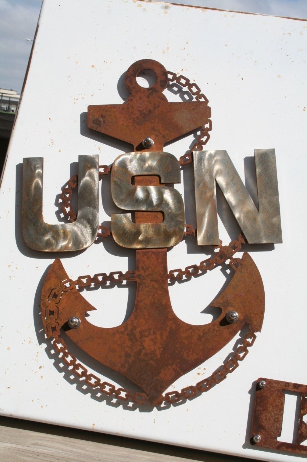 US Navy Chief Anchor Rustic Steel Wall Decor — 19″ tall