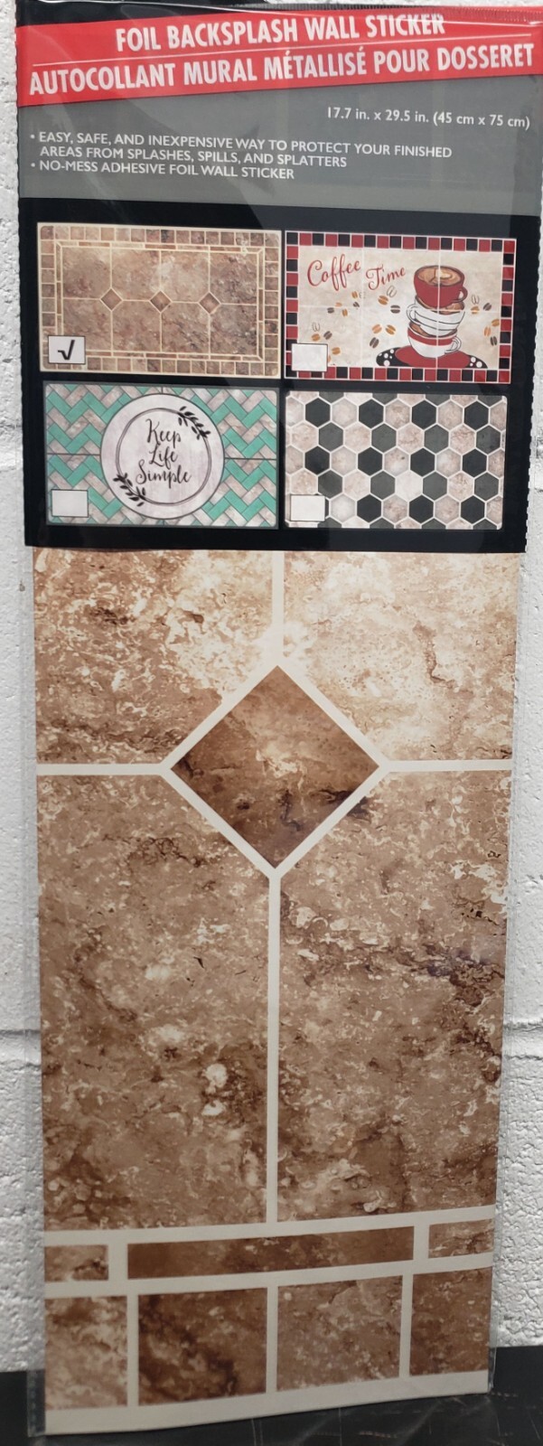 Kitchen Stove Backsplash Sticker / Wall Decal (30″x18″) BROWN TILES #4, GR