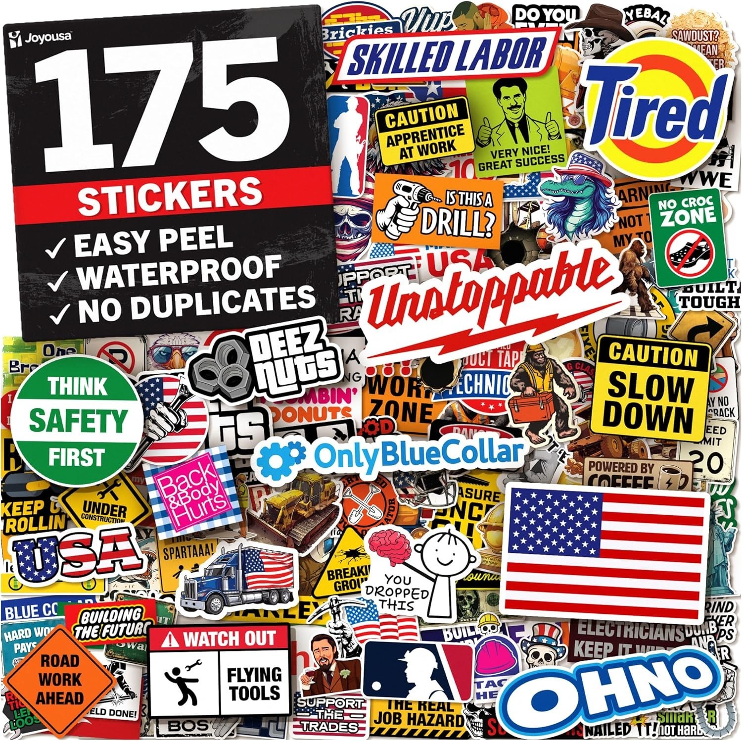 175PCS Funny Hard Hat Stickers Waterproof Vinyl Decals Helmet Toolbox