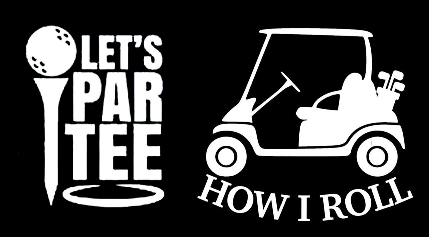 Golf 2 Pack 5″ White Vinyl Decal Car Truck Window Laptop Tablet Mailbox Notebook