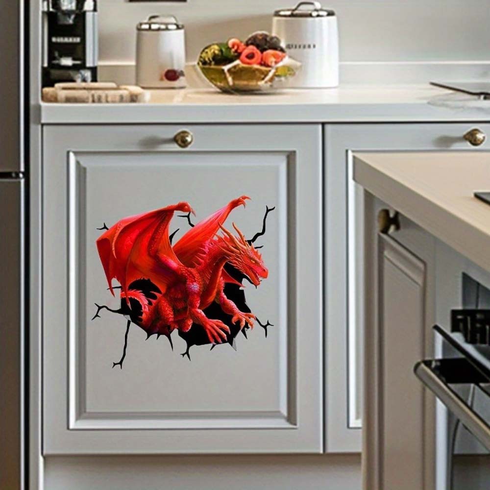 Dragon-Shaped 3D Visual Sticker Red Crack-Effect Dragon-Shaped 3D Visual Sticker