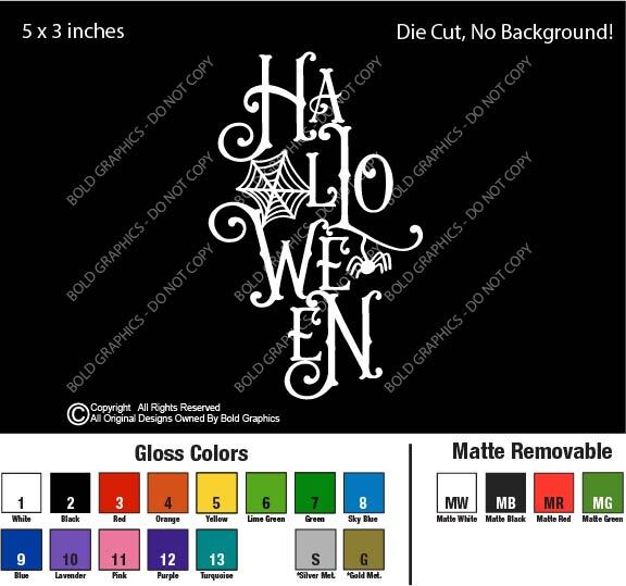 5″ Halloween Die Cut 1-Color Vinyl Sticker Decal Spider Web Spooky Season Decor