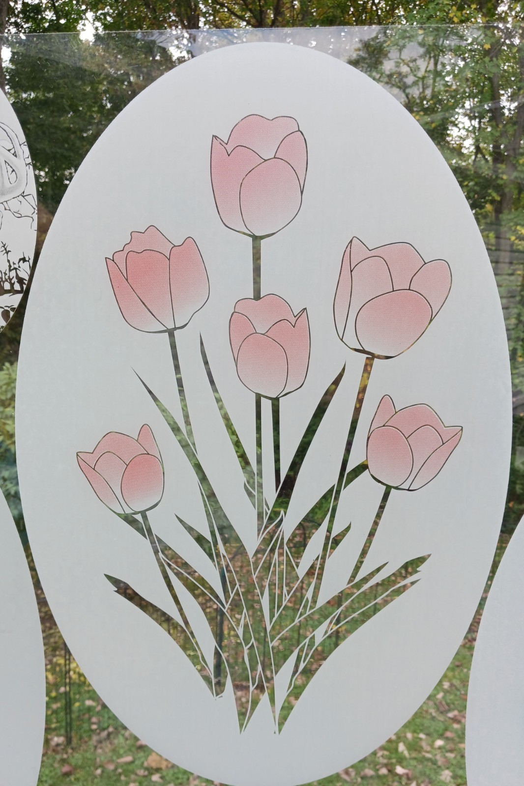 TULIPS COLORED Window Decal 20″x30″ Etched Look Cling Removable & Reusable 2C