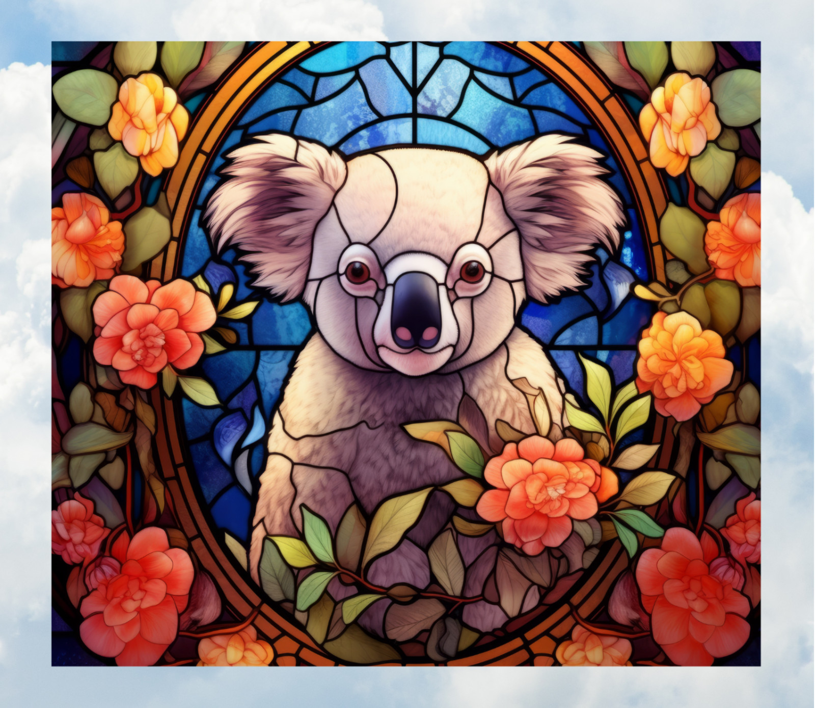 Koala Bear Faux Stained-Glass WINDOW CLING Size 9.1″ Repositionable Vinyl