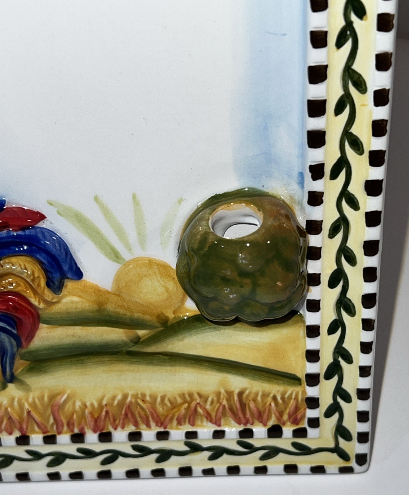 Country Rooster Ceramic Message/Recipe Board 10”x 9 1/2” ￼