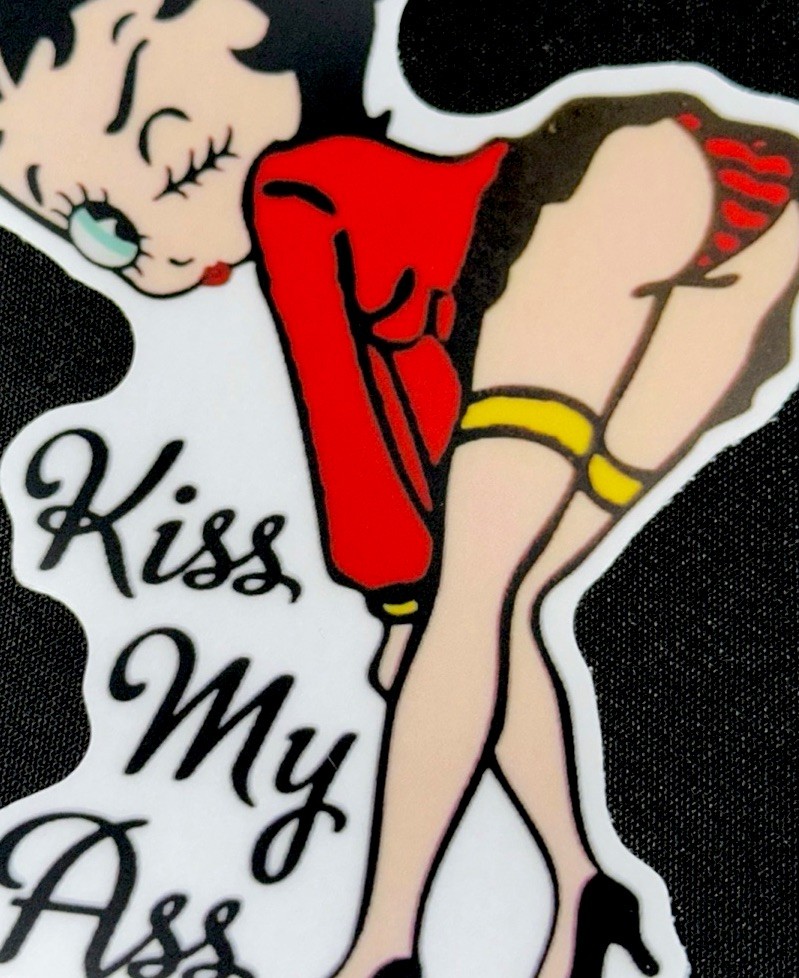 BETTY BOOP STICKER✨💋👠💄👠💋✨5 2/4” X 4”✨KISS MY ASS🔥✨SEXY✨Boop Pop A Doop✨