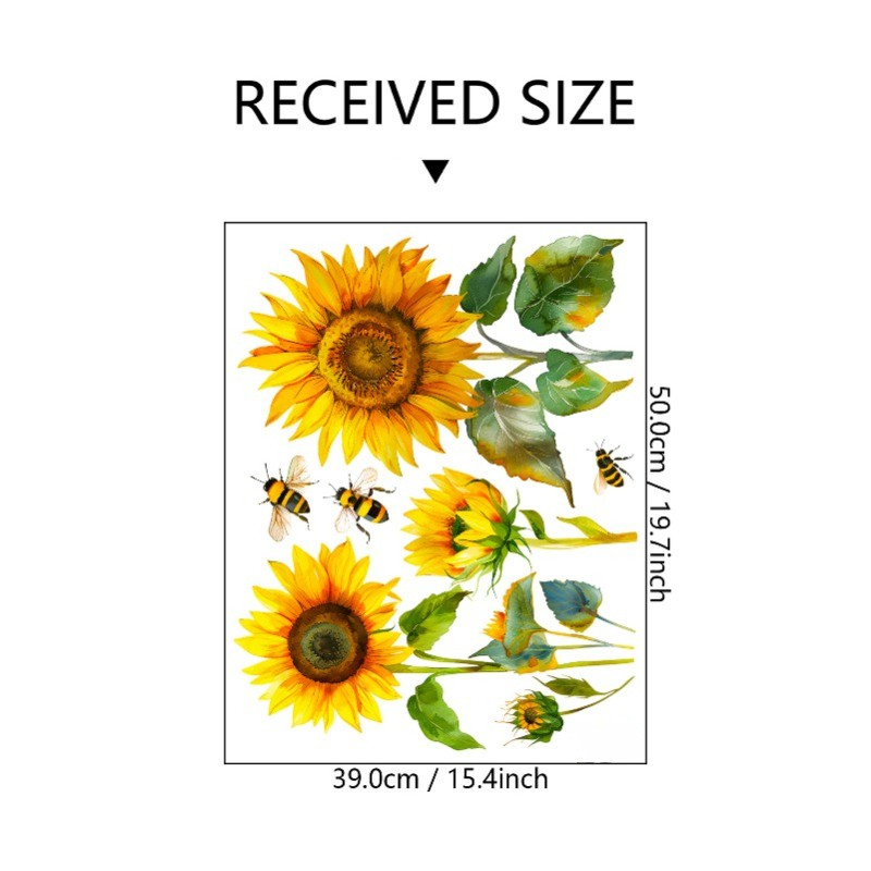 1pc Sunflower and Bee Wall Sticker, PVC Self-Adhesive Sticker