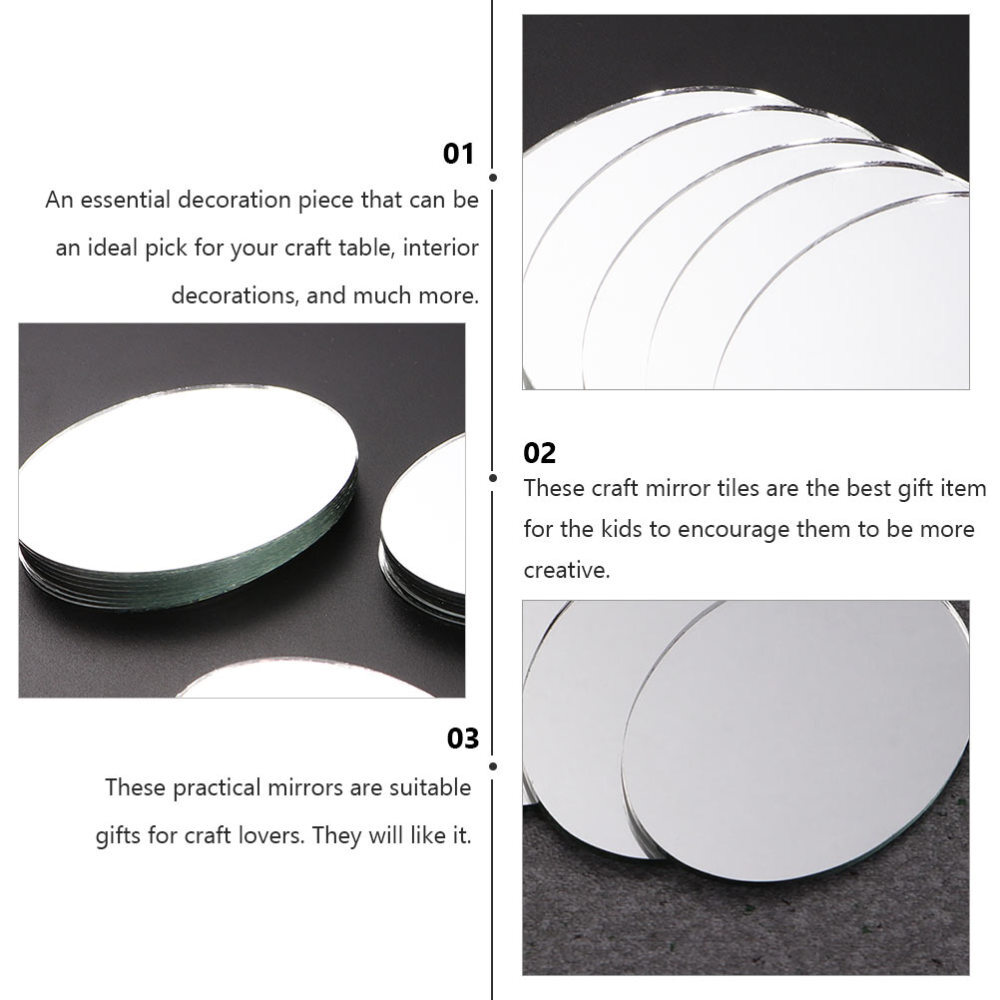 20PCS Scrapbooking Mirror Replacement Mirror Tile Oval Mirror Tiles for Girls