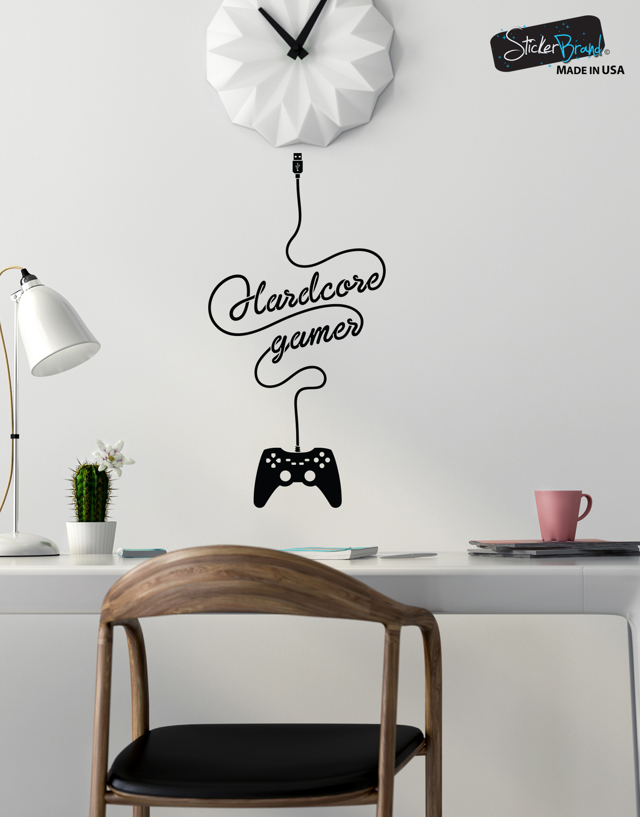 Hardcore Gamer Wall Decal Sticker. Perfect for Xbox / Playstation Gamer #6098