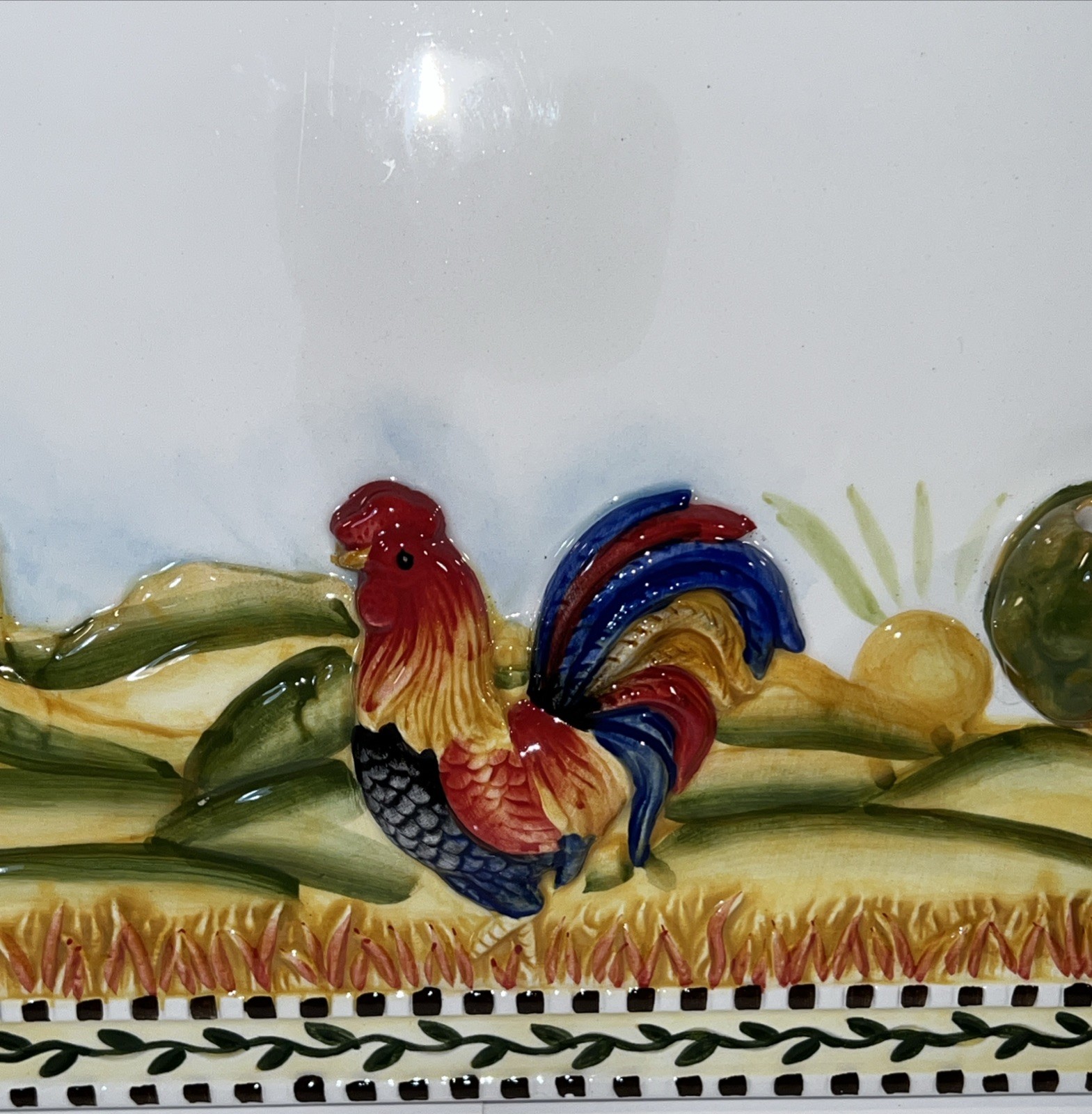 Country Rooster Ceramic Message/Recipe Board 10”x 9 1/2” ￼
