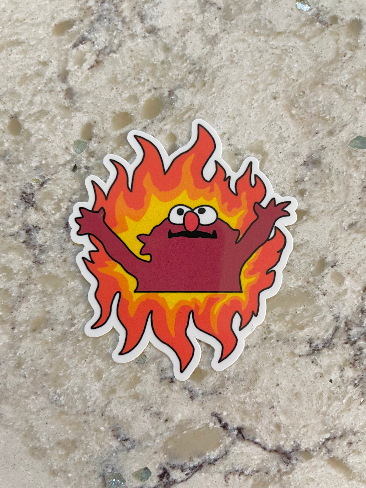 Burning Elmo Meme Sticker l Gloss or Holographic Laminate l Waterproof Decal
