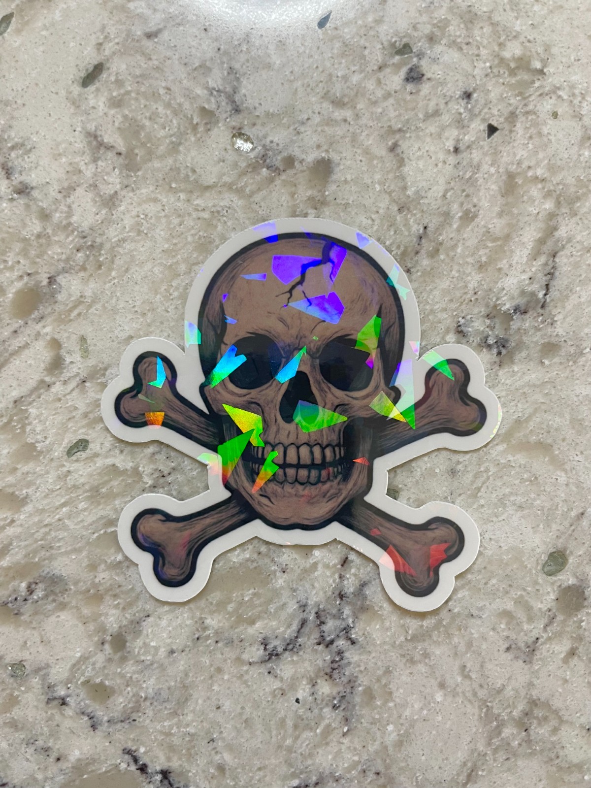 Skull & Crossbones Sticker l Gloss or Holographic Laminate l Waterproof Decal