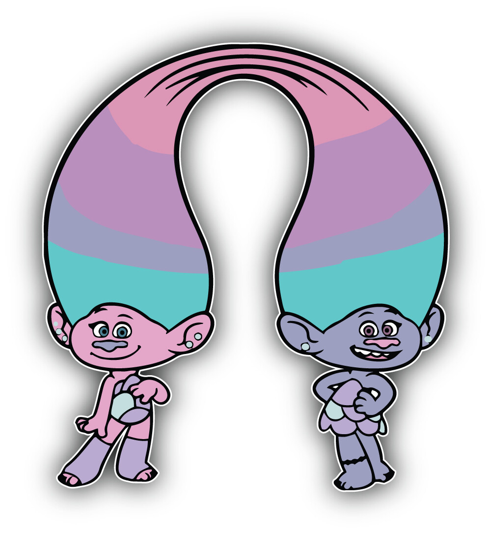 Trolls Movie Satin And Chenille Sticker Bumper Decal – ”SIZES”