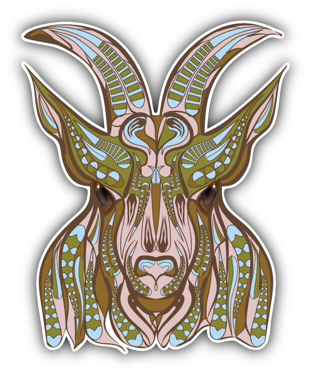 Ethnic Goat Head Car Bumper Sticker Decal “SIZES”