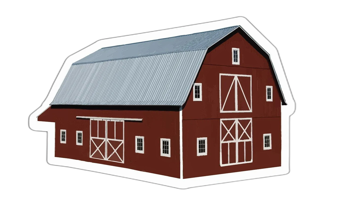 Realistic Red Barn Sticker Decal