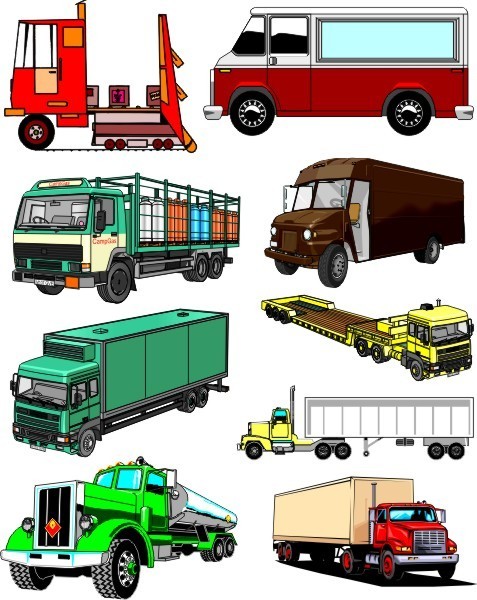 Vector Trucks Bundle, Truck Vector CDR Files, Editable Truck Clipart-Vector CDR