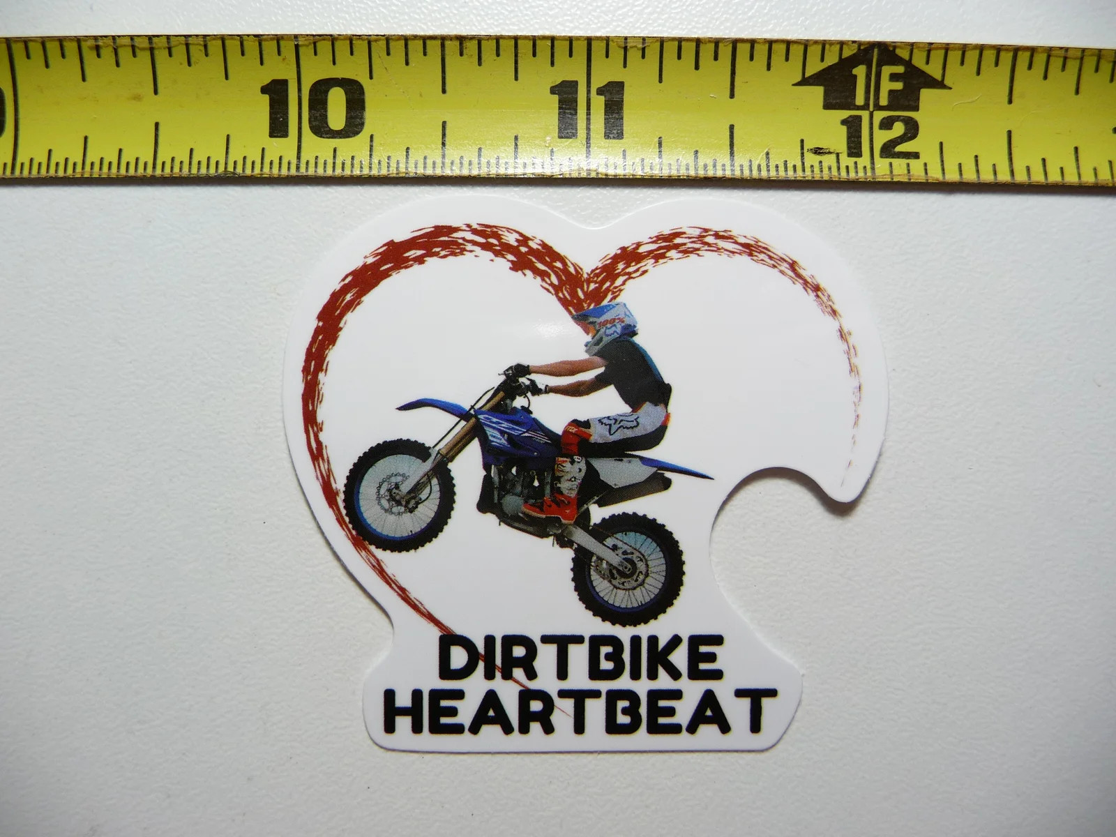 MOTORCYCLE BIKE SMALL STICKER DECAL HEART DIRT BIKE HEARTBEAT FAN LOVE TEAM VET