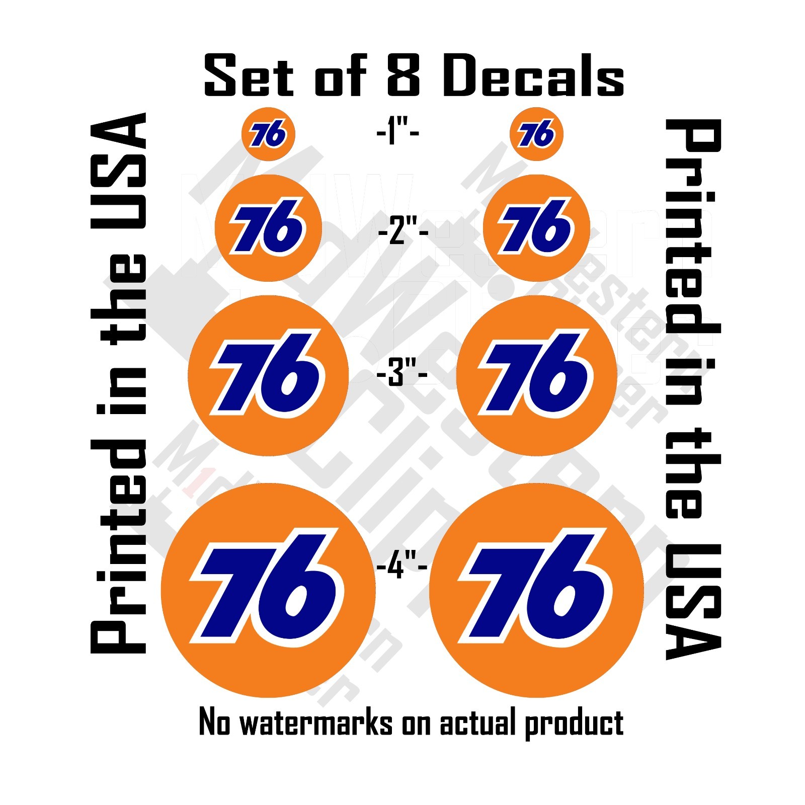 8 Union 76 gas station decal stickers 2×1″ 2″ 3″ 4″ included Orange