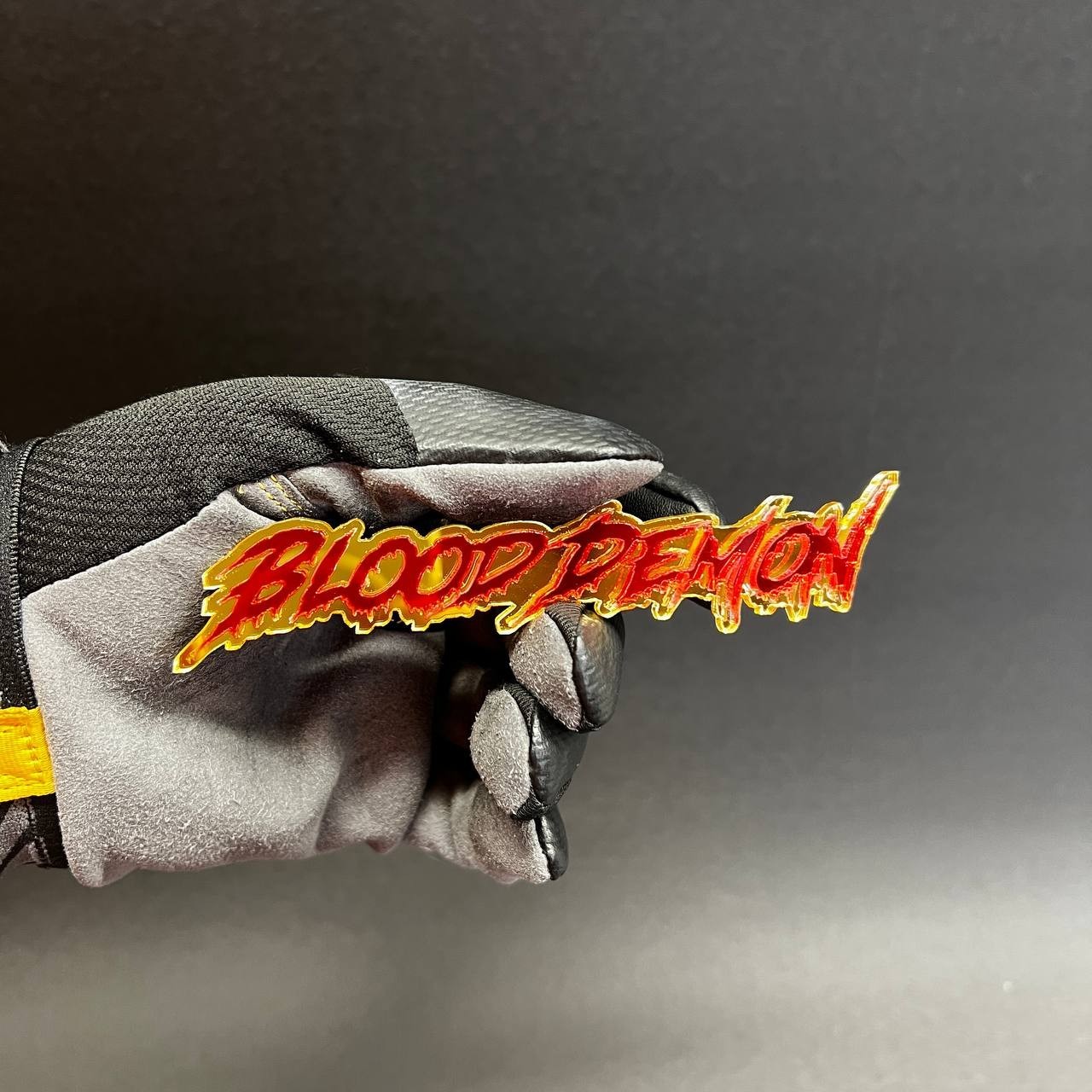 1x Blood Demon Custom Text 3D Acrylic Car Emblem Badge Multicolor Laser Cut