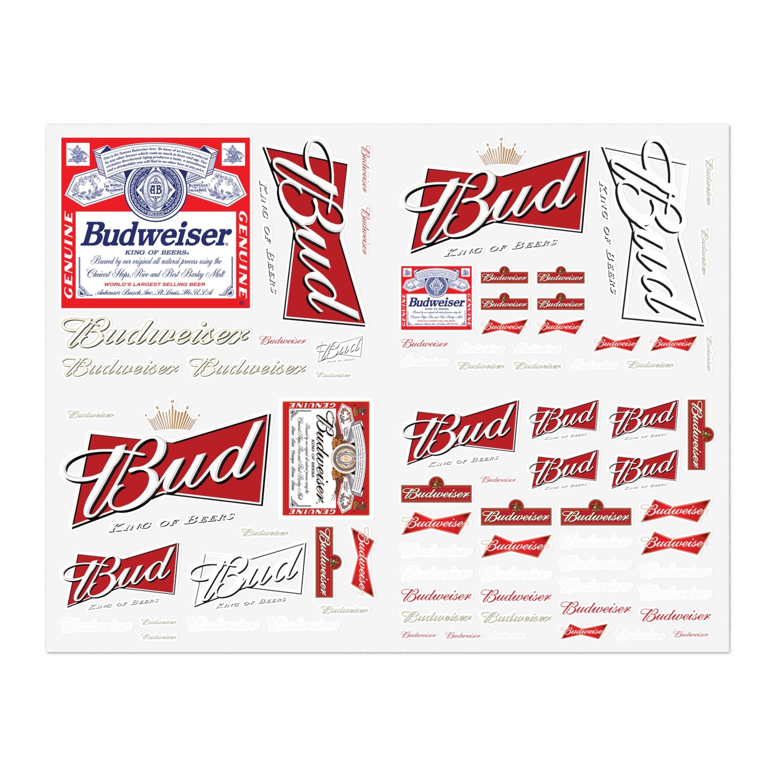 Budweiser 1/10 Scale R/C Racing Vinyl Decal/Sticker Sheet – V1