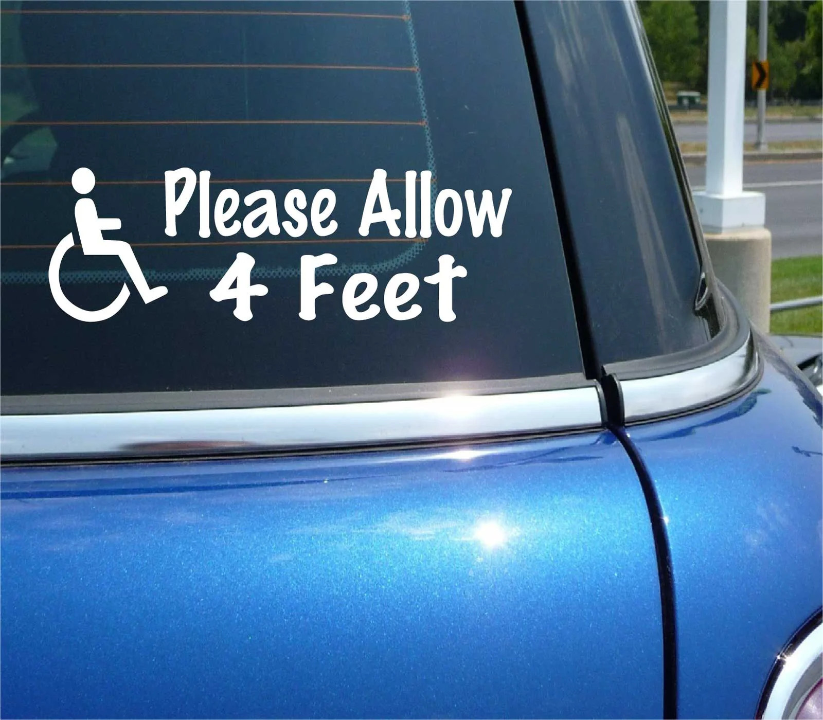 PLEASE ALLOW 4 FEET HANDICAPPED MAN DECAL STICKER WHEELCHAIR CAR TRUCK VAN