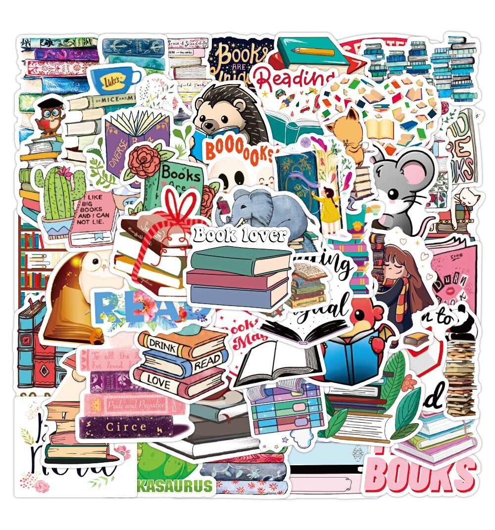 300pcs Book Lover Vinyl Stickers, Love Books, Book Worm, Reading 024252626-1