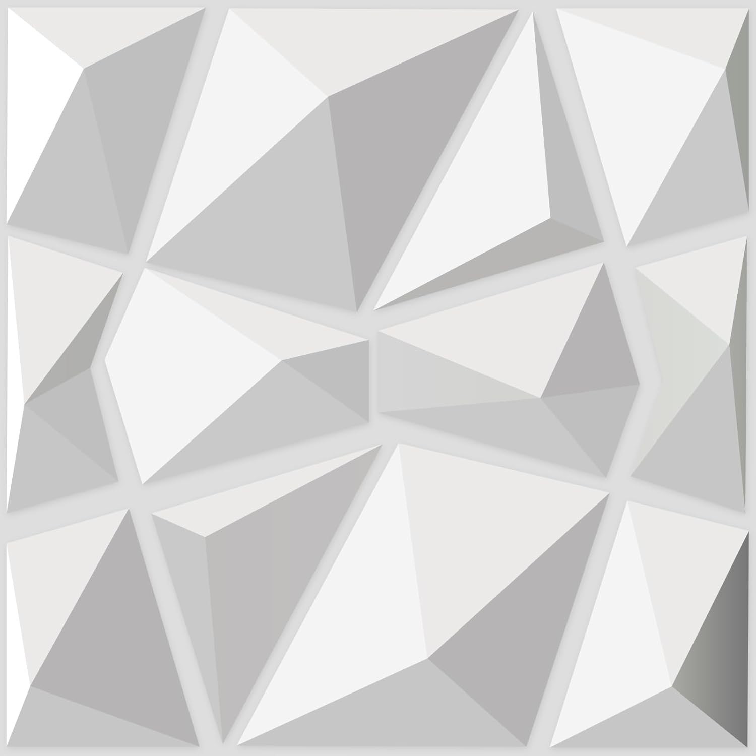 Decorative 3D Wall Panels in Diamond Design, 11.8″x11.8″ Matt White 33 Pack