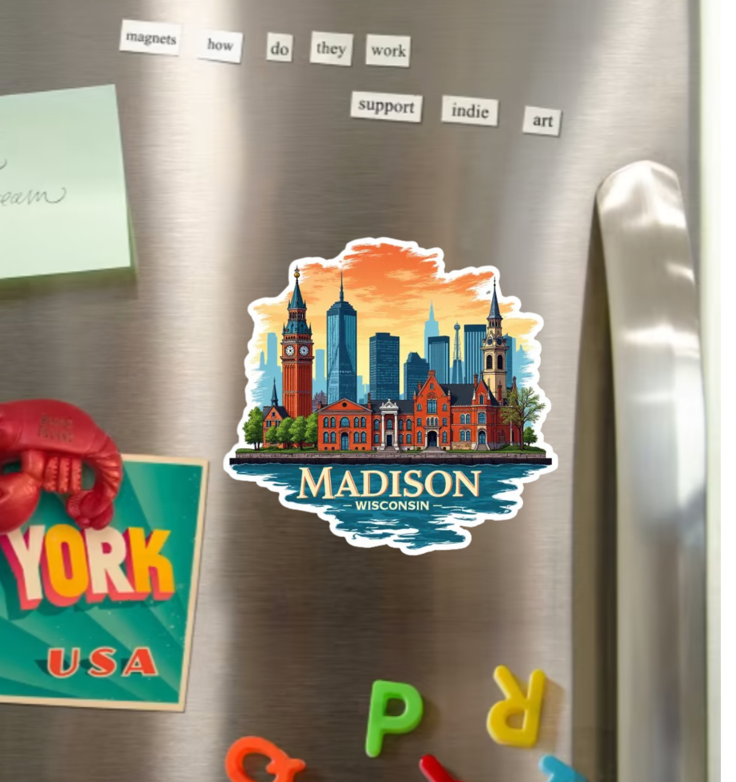 Madison Wisconsin Fridge Magnet or Laptop Sticker