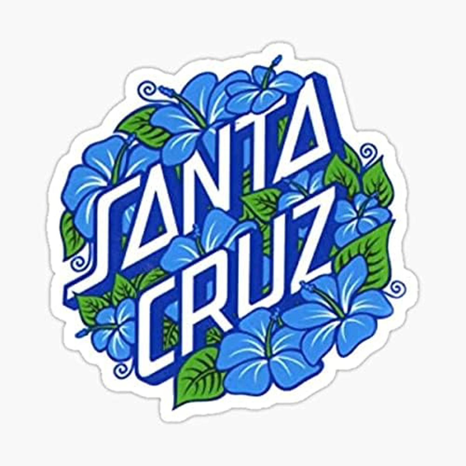 5″ Blue Flowers Santa Cruz Vinyl Bumper Sticker
