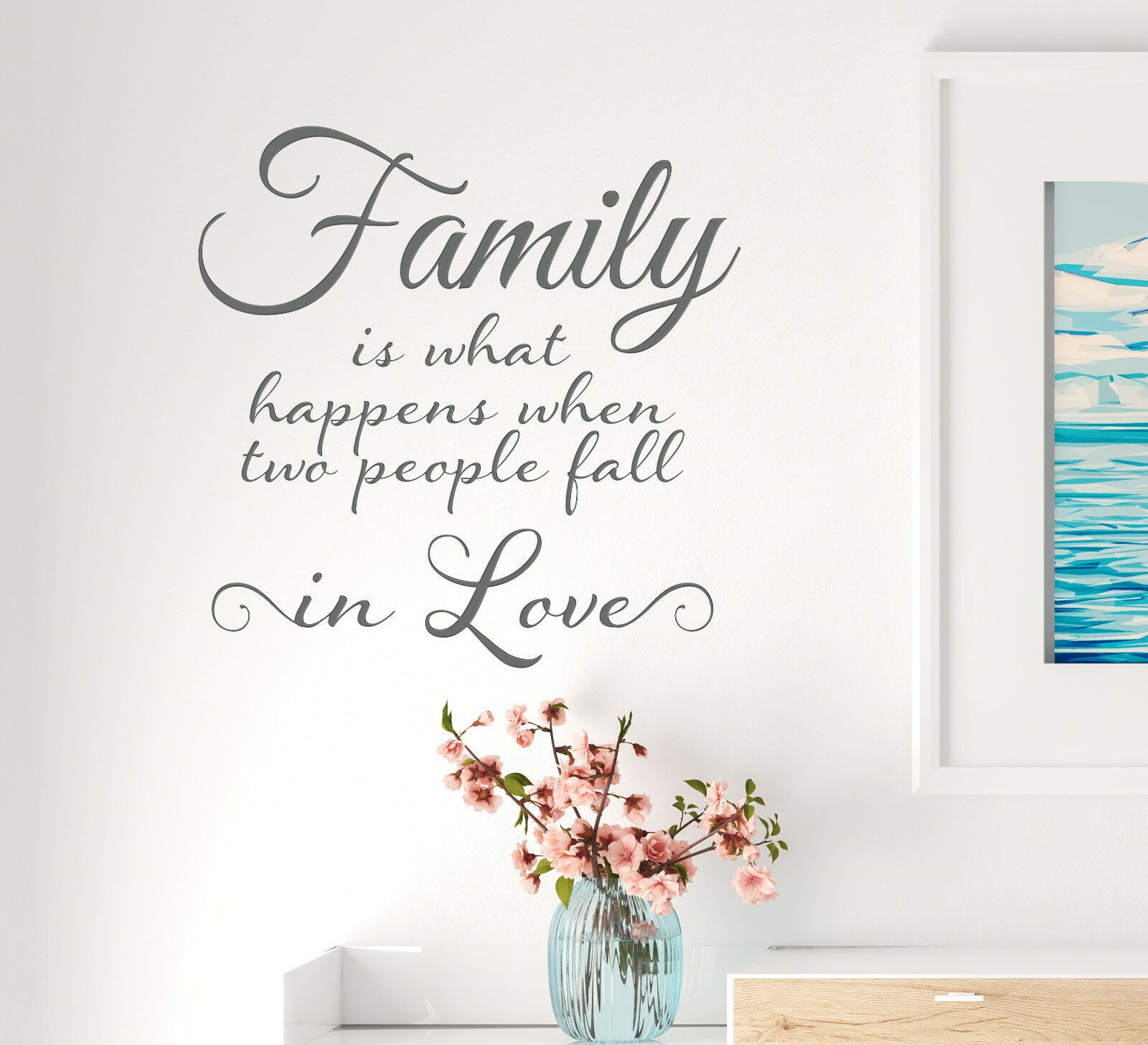 Vinyl Wall Decal Family Romantic Happiness Stickers 22.5 in x 22.5 in Grey gz320