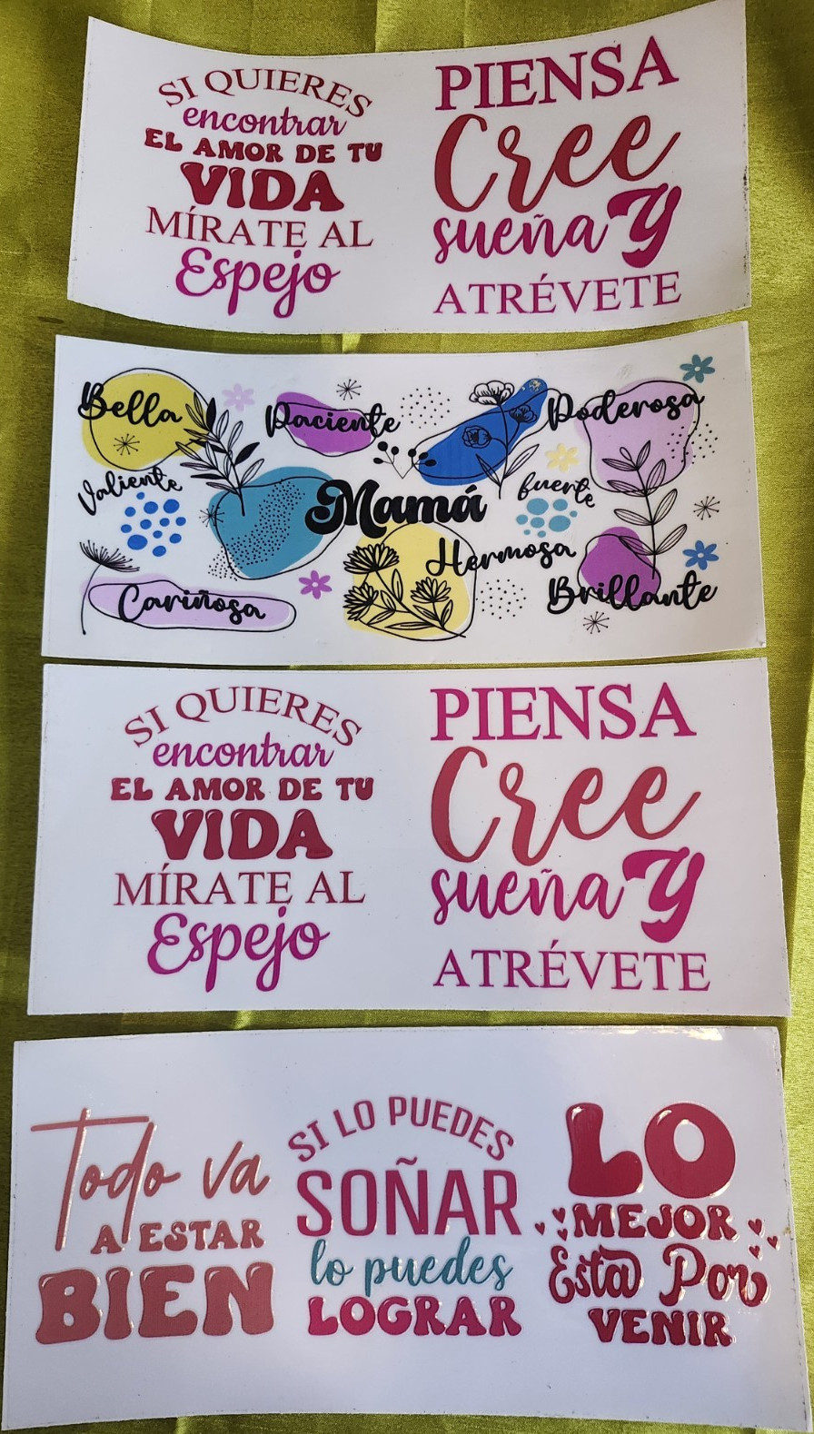 Inspirational Spanish Vinyl Sticker Decal Set Self-Adhesive Wall Mirror