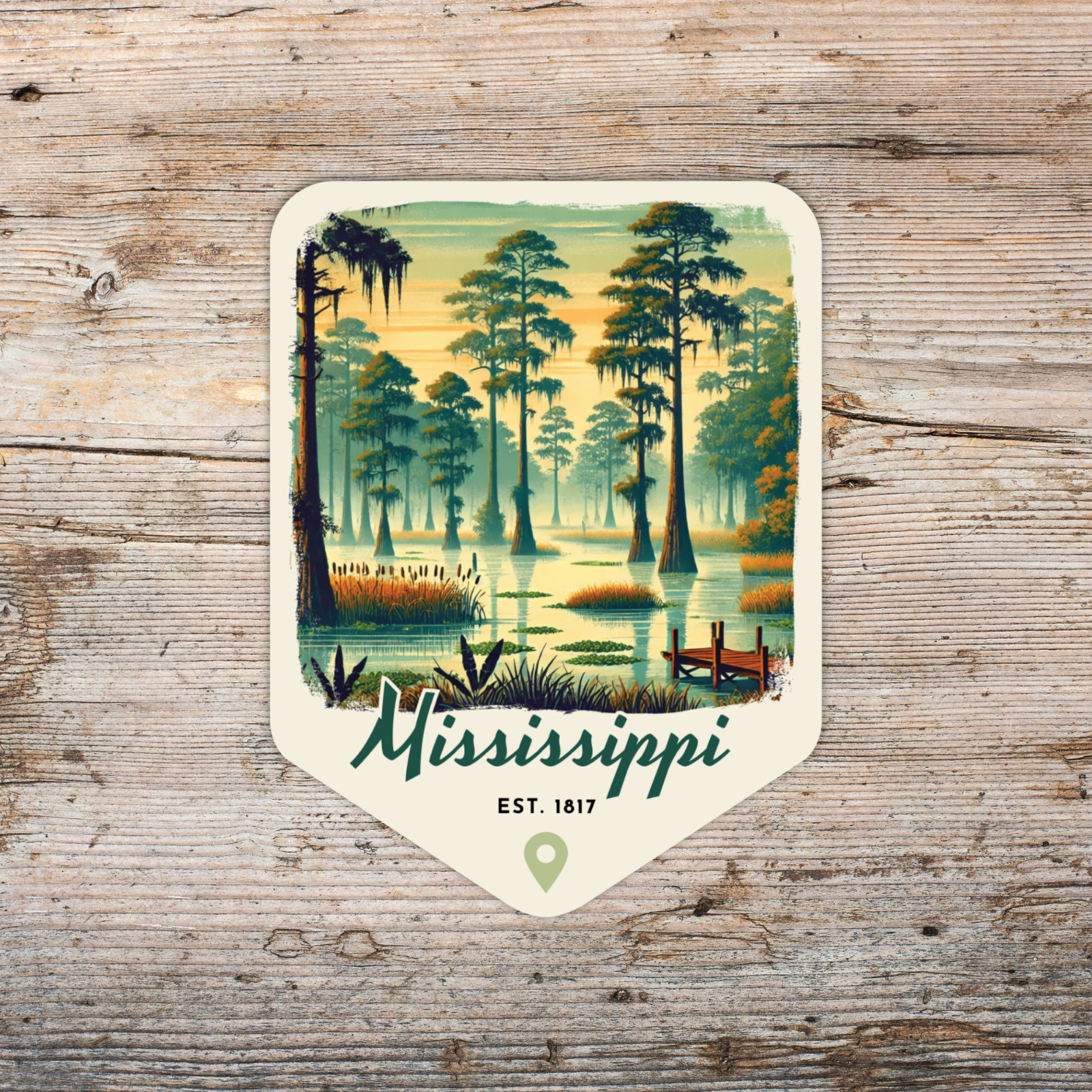 Mississippi Retro State Sticker Travel Vinyl Decal for Laptop Water Bottle Car