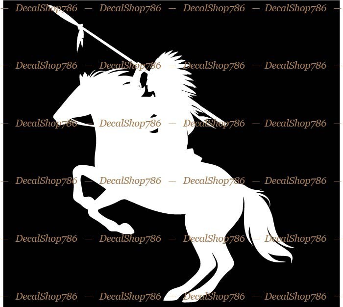 Native American Indian Warrior on Horse – Car Vinyl Die-Cut Peel N’ Stick Decals