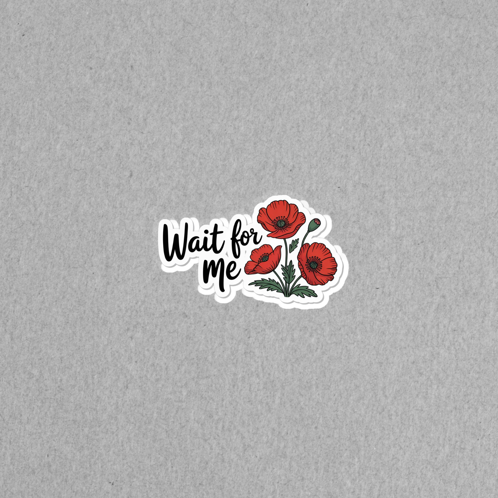 Romantic Red Poppy Wait for Me Decorative Vinyl Sticker #6195