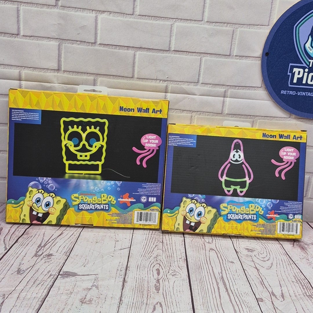 NIB SpongeBob SquarePants and Patrick Neon Wall Art Nickelodeon (Lot Of 2)