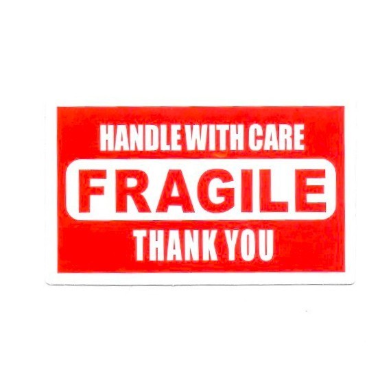 Red Handle With Care Fragile Thank You Vinyl Sticker Shipping Warning Box Laptop