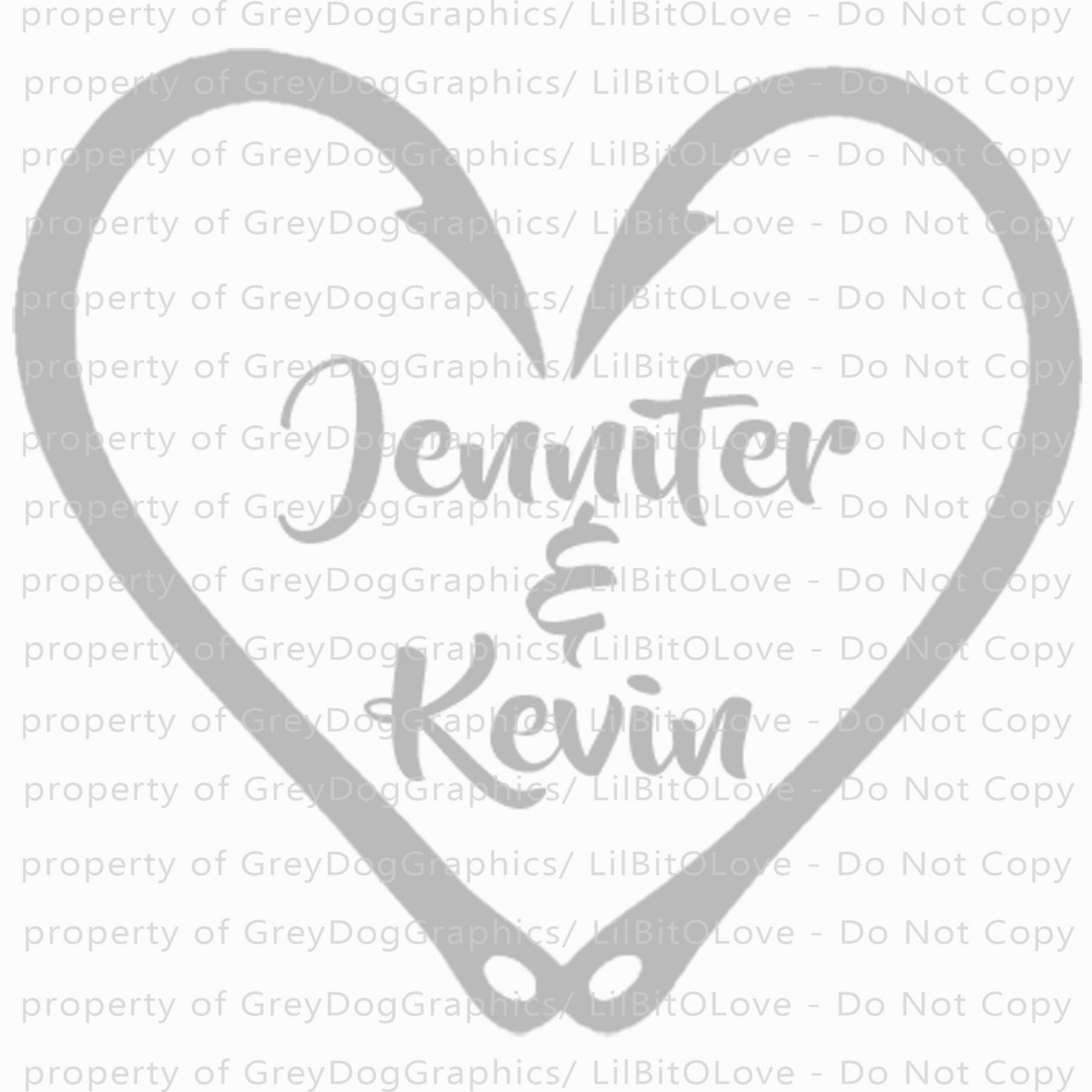 Custom Fish Hook Heart Personalized with Couple’s Names Vinyl Decal Sticker