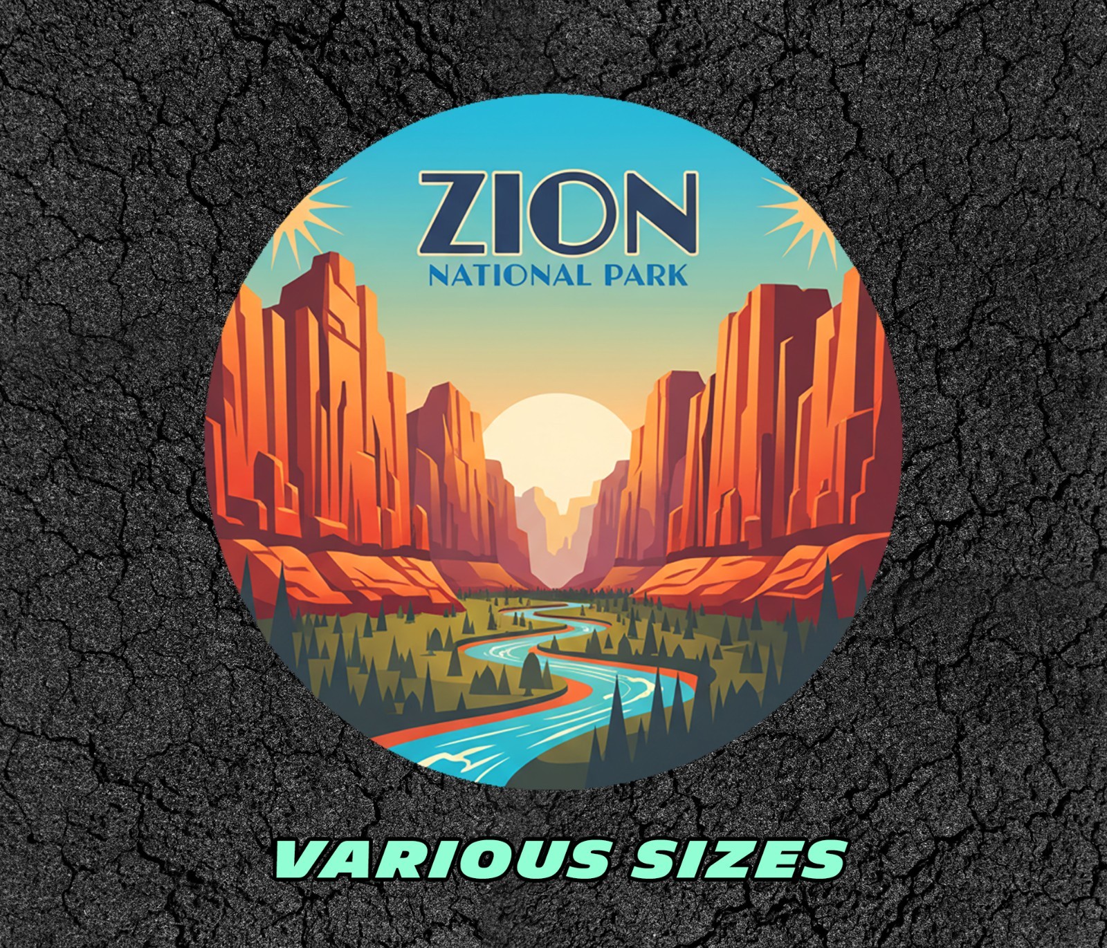 Zion Park Usa Vintage Travel Sticker Die Cut Waterproof Vinyl Laptop Decal