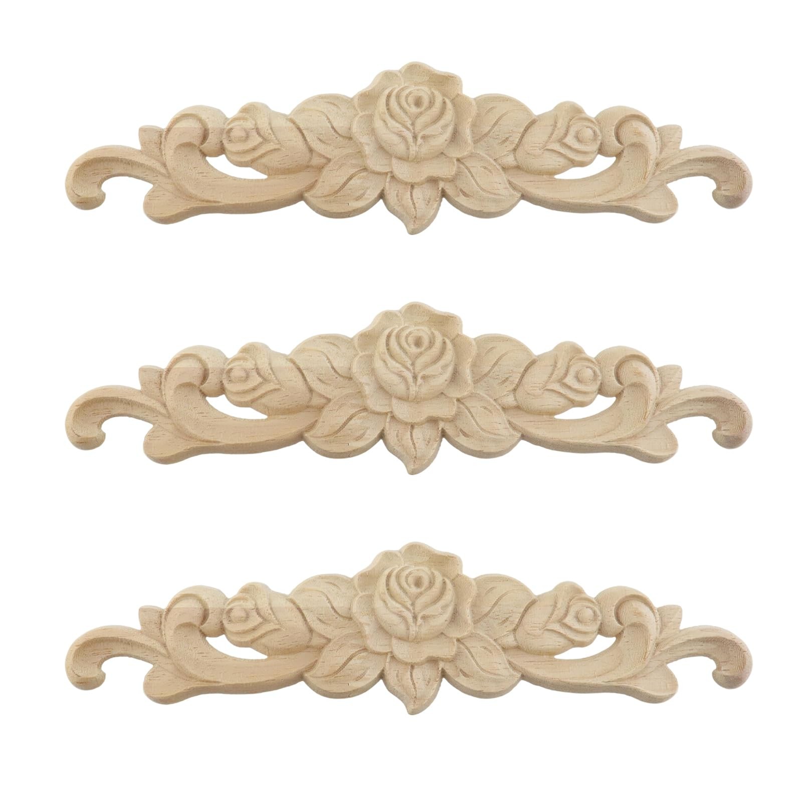 Wood Carving Decal Rose Wood Appliques Furniture Cabinet Decoration Onlay Appliq