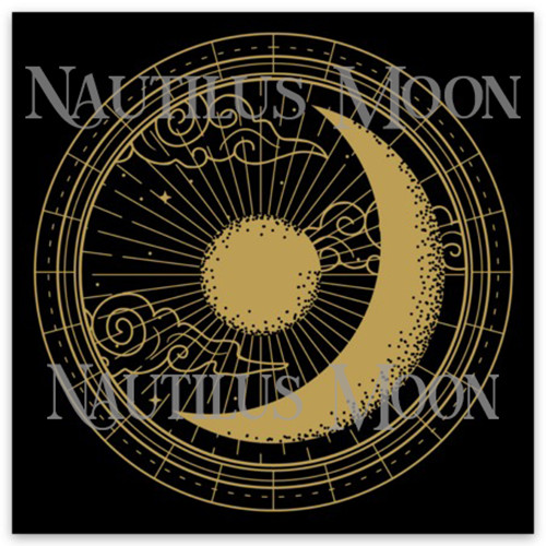 Moon Crescent Celestial Sticker Die-Cut 3” Square- Free Shipping