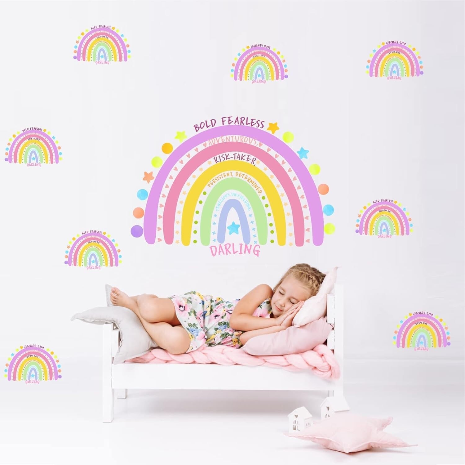 Large Rainbow Inspirational Wall Decal Quote Positive Colorful Art Sticker
