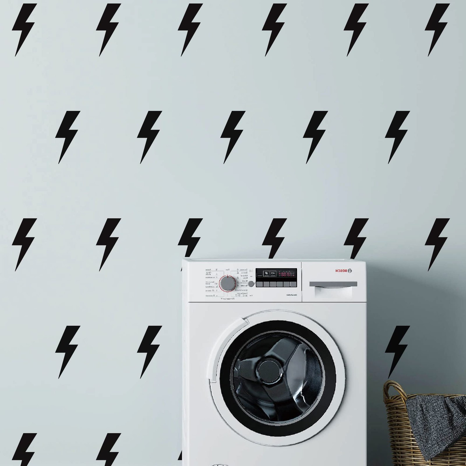 Large Black Vinyl Lighting Bolt Wall Decals, Peel and Stick Modern Thunder St…