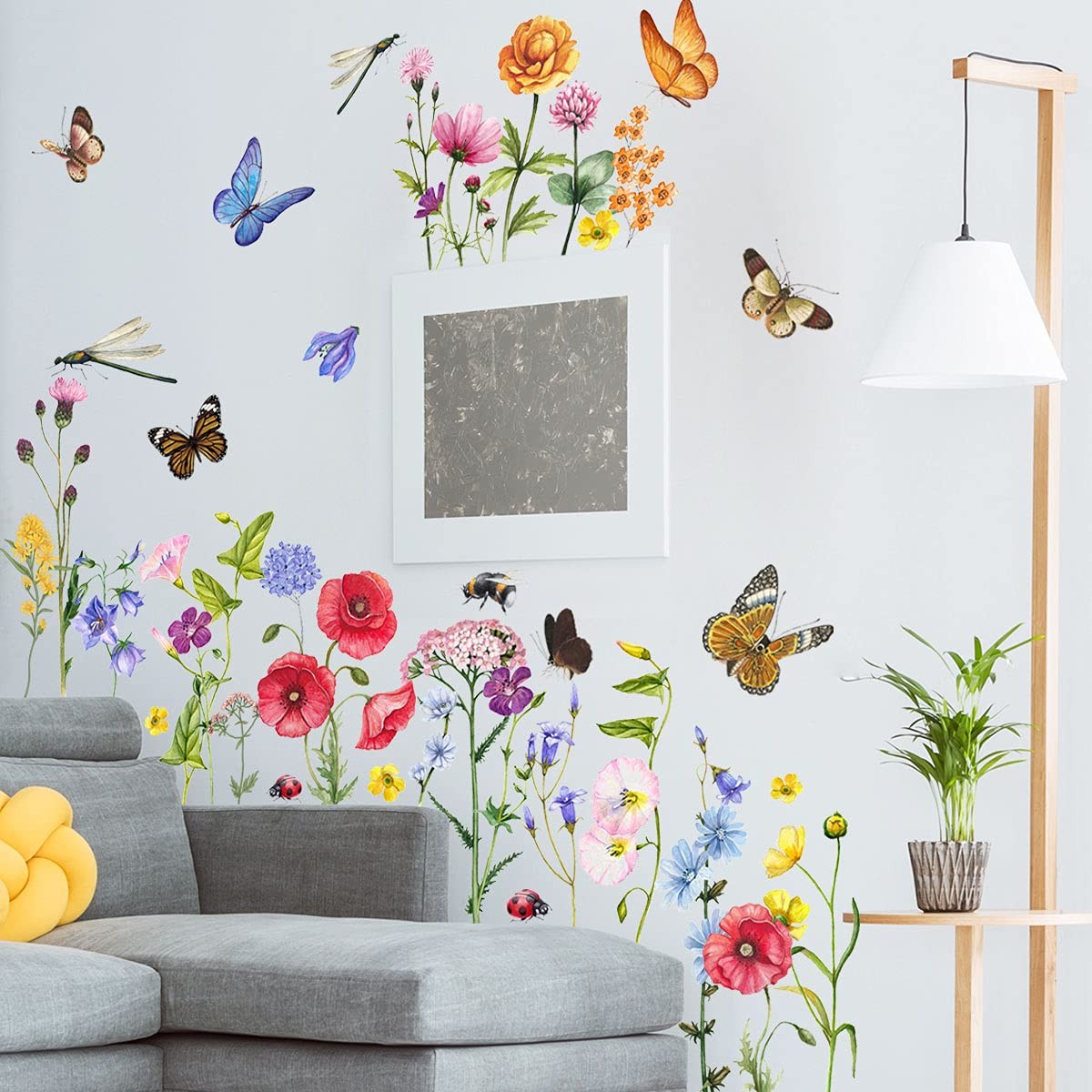 6 Pieces Flowers Wall Decals Vinyl Flowers Wall Stickers Removable Floral Mur…