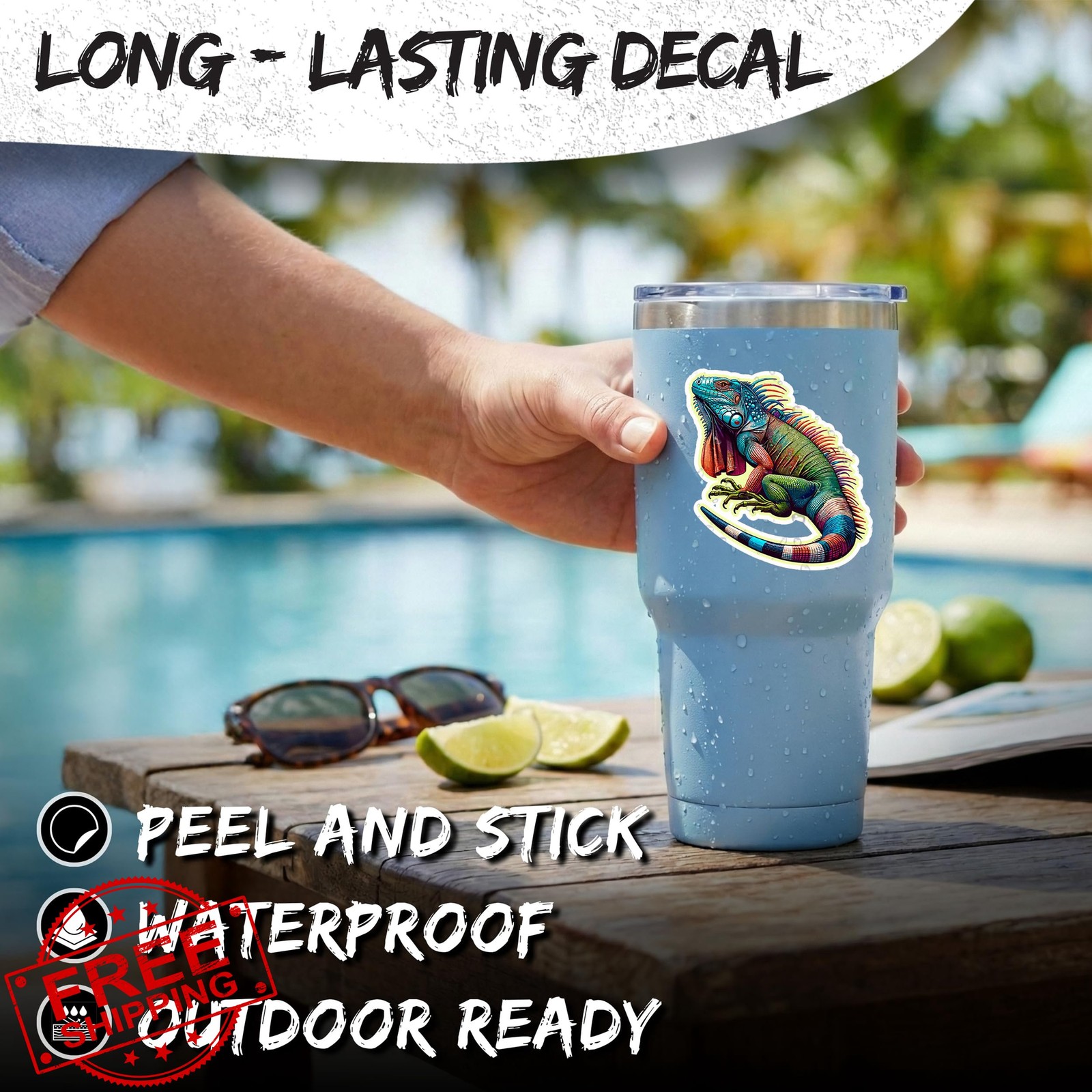 Iguana Sticker 4 Inch Green Reptile Waterproof Vinyl Decal Laptop Water Bottle
