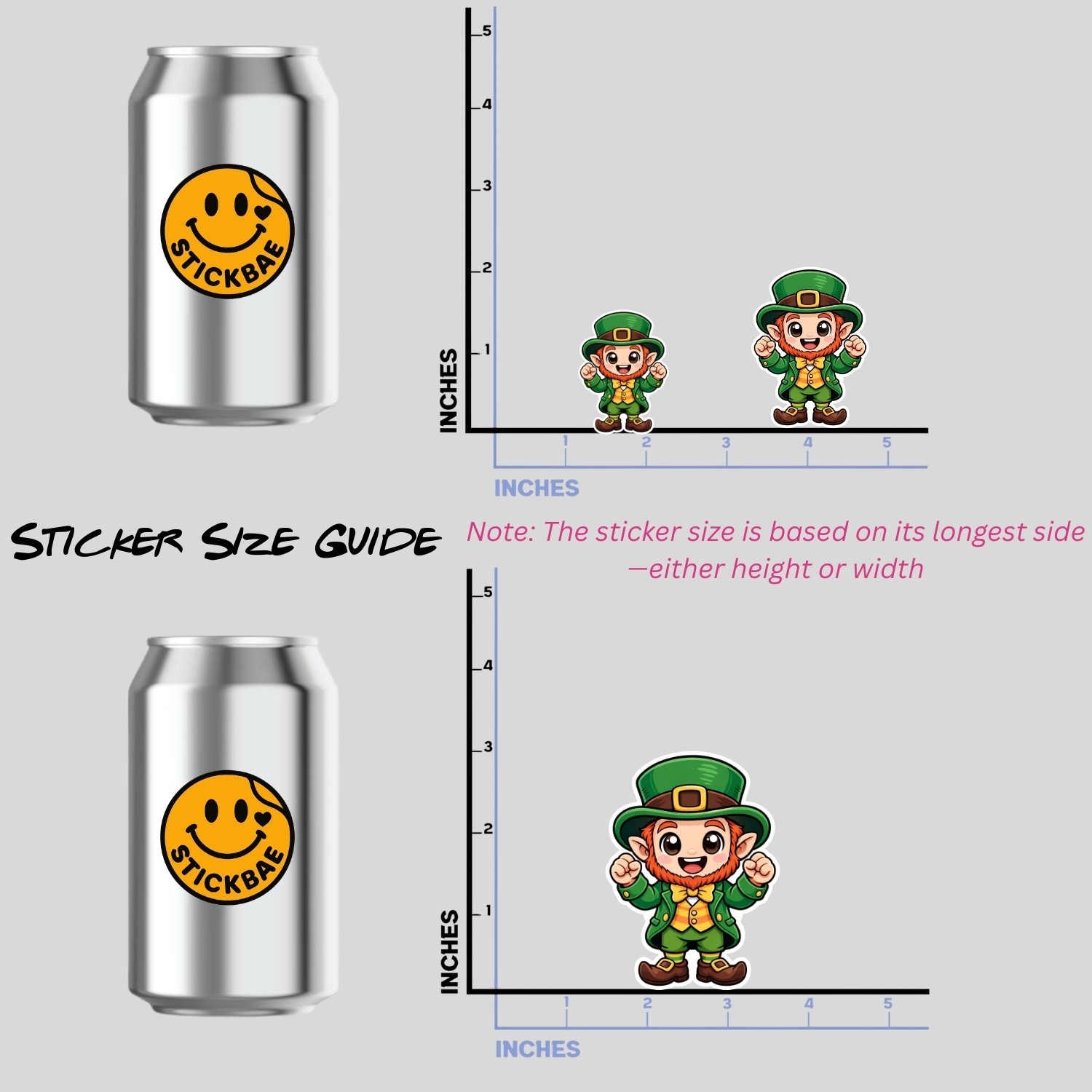 4PCS “Happy Leprechaun” Stickers – kawaii Cute Irish Cartoon Vinyl Decal Gift