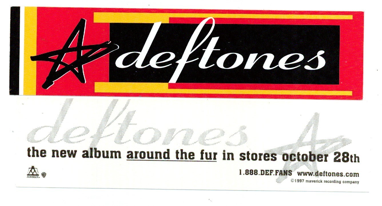 deftones THE NEW ALBUM STICKER/DECAL 1997 around the fur 6 3/8″ x 1 5/8″ NEW!