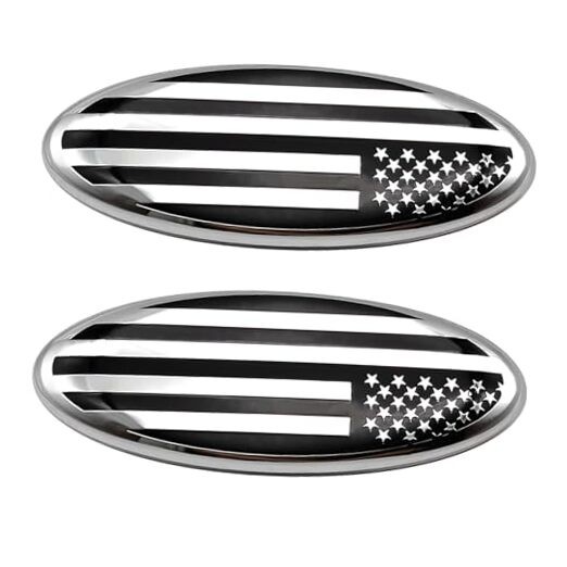 2PCS 9 Inch Front Grille Rear Tailgate Emblem Compatible with 04-14 9in Silver